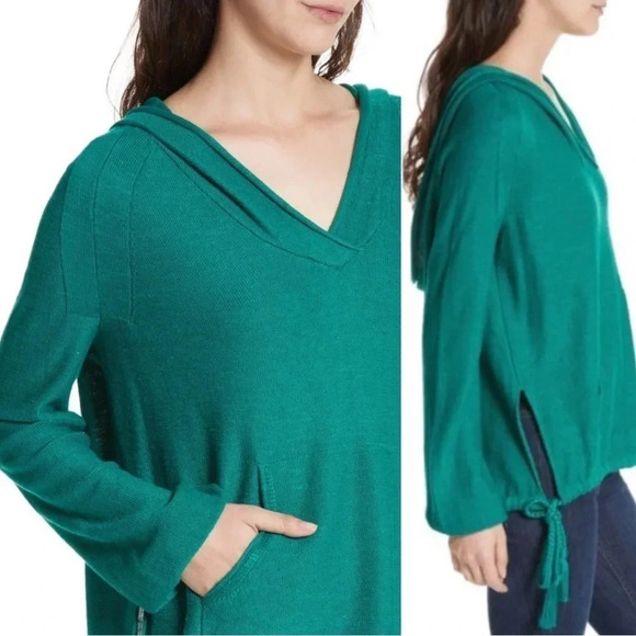 Free People Teal Optimistic Linen Blend Hoodie Size XS - Picture 2 of 11